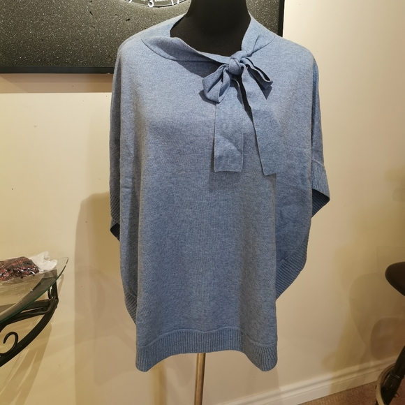 Talbots Tie Neck Poncho FRENCH IRIS HEATHER - Picture 7 of 9